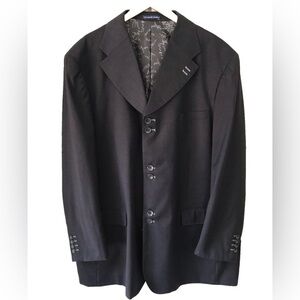 Vittorio St.Angelo Mens Blazer Sport Coat Black 6 Button Double Vent Size 50 R